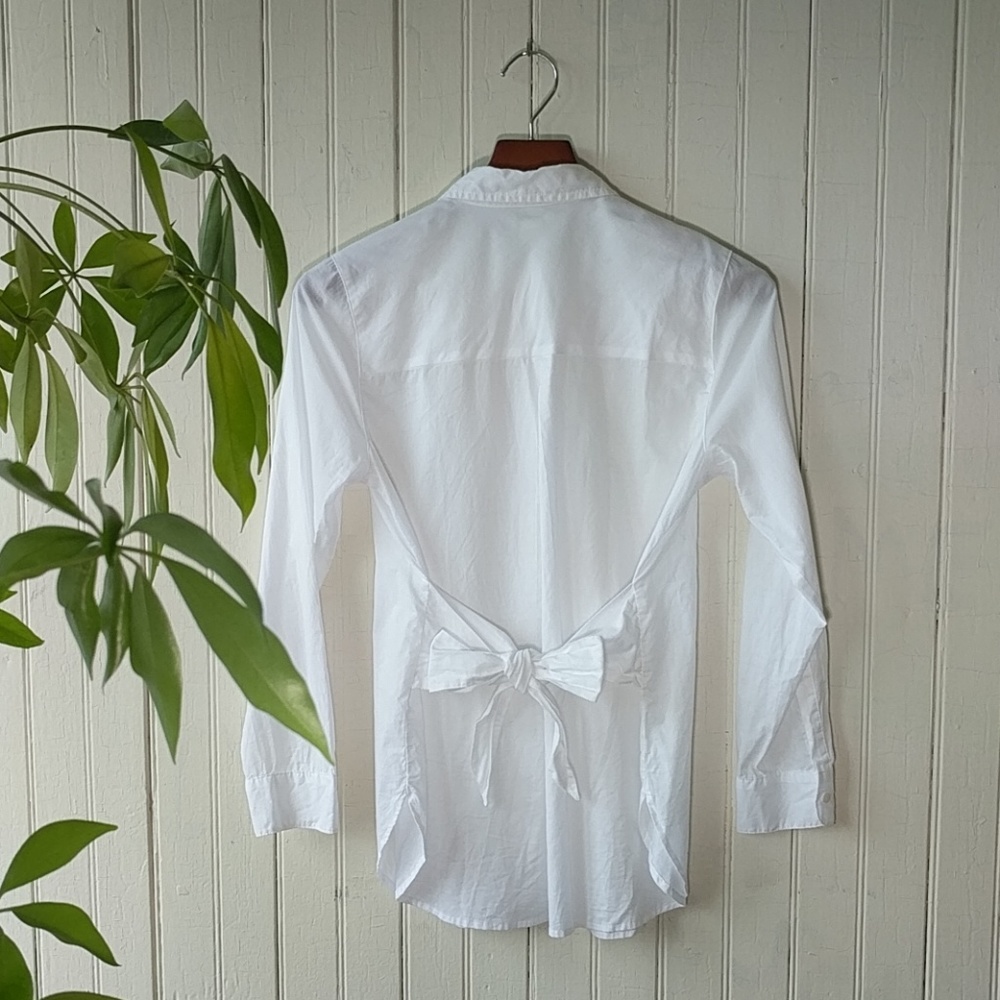 J. Crew white tie back %100 cotton button shirt S - Picture 2 of 5